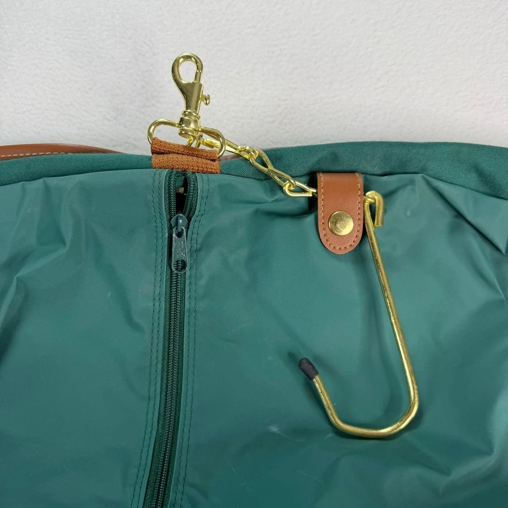 Polo Ralph Lauren Green Canvas Leather Trim Garment Bag Suit Carrier Travel Bag